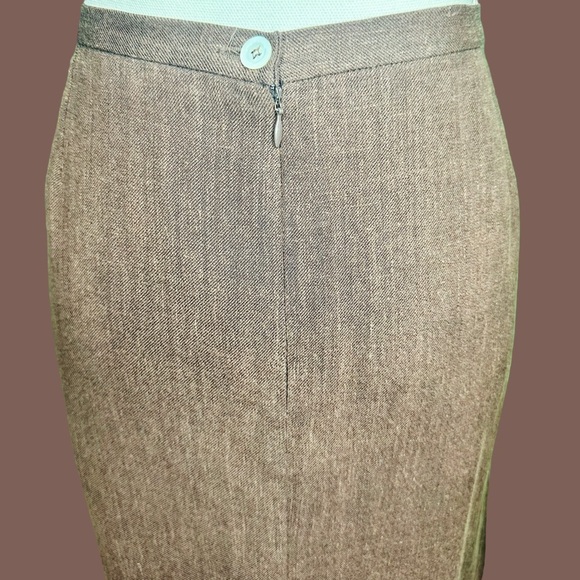 Vintage Dolce & Gabbana Brown Linen Blend Tweed Pencil Skirt IT Size 48 - Picture 7 of 16